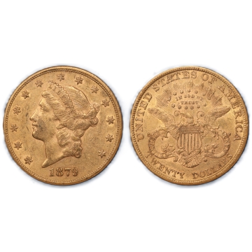 1879 Liberty head double eagle, AU-50 (ANACS)