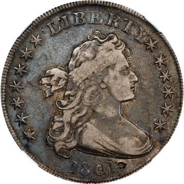 1801 Draped Bust Silver Dollar. BB-212, B-2. Rarity-3. VF Details - Graffiti (NGC)