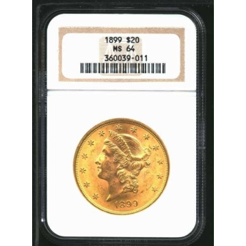 1899 Liberty Double Eagle Type 3 $20 NGC MS64 (CAC)