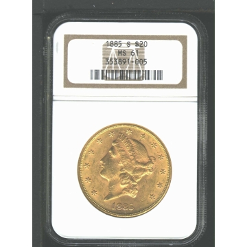 1885-S Liberty Double Eagle Type 3 $20 NGC MS61