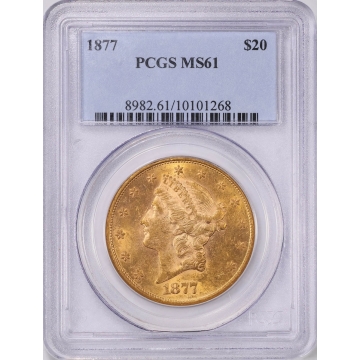 1877 $20 Liberty Head Double Eagle PCGS MS61