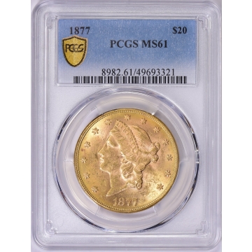 1877 $20 Liberty Head Double Eagle PCGS MS61