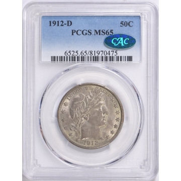 1912-D 50C Barber Half Dollar PCGS MS65 CAC