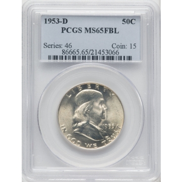 1953-D 50C Franklin Half Dollar PCGS MS65FBL