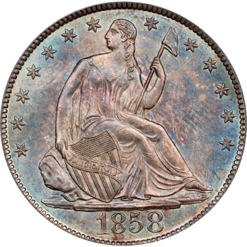 1858-O 50C Liberty Seated Half Dollar PCGS MS65 CAC