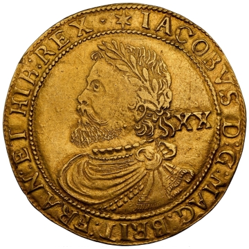 (1619-20) ENGLAND S-2637 LAUREL NGC AU50 Tower mint. Spur rowel mm. S-2637. N-2111 (R). 8.94gm. Great specimen of hammered gold.