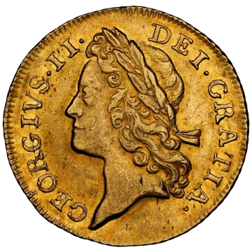 1735 G.BRITAIN GUINEA NGC AU58, TOP POP, attractive toning and detail