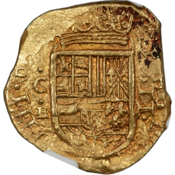 Philip IV gold Cob 2 Escudos ND (1630-1631) C-E MS62 NGC