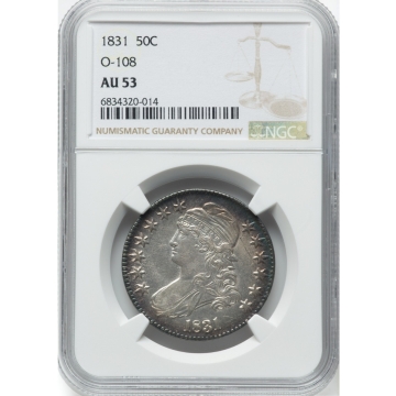 1831 Capped Bust, Lettered Edge O-108 50C NGC AU53