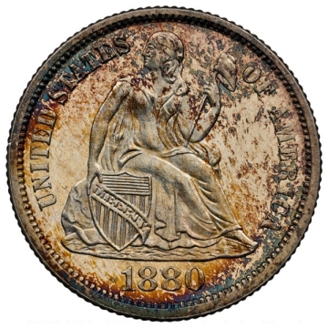 1880 Seated Liberty Dime 10C NGC PR66+