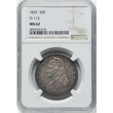 1833 Capped Bust, Lettered Edge O-112 50C NGC MS62