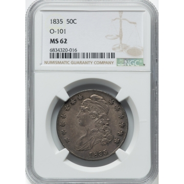 1835 Capped Bust, Lettered Edge O-101 50C NGC MS62