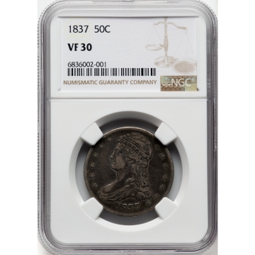 1837 Capped Bust, Reeded Edge 50C NGC VF30