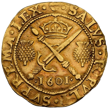 James VI (I) gold Sword & Scepter 1601 XF45 NGC, Edinburgh mint, Georgous tone, Rare