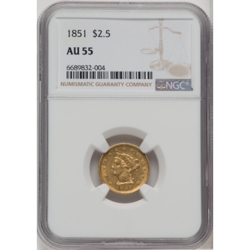 1851 Quarter Eagle $2.50 NGC AU55