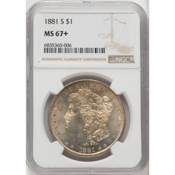 1881-S Morgan Dollar S$1 NGC MS67+, Great Tone,