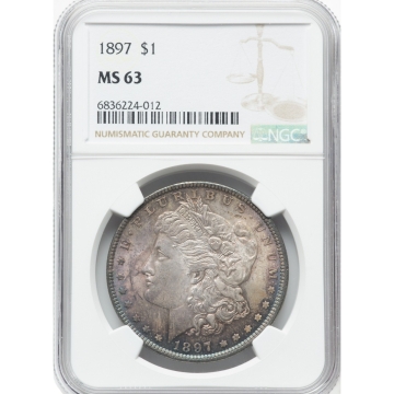 1897 Morgan Dollar S$1 NGC MS63 Nice tone