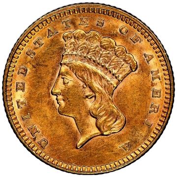 1862 Gold Dollar - Type 3 G$1 NGC MS61