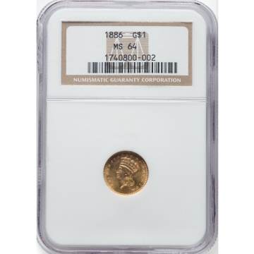 1886 Gold Dollar - Type 3 G$1 NGC MS64