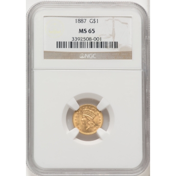 1887 Gold Dollar - Type 3 G$1 NGC MS65