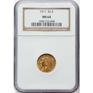 1911 Indian $2.50 NGC MS64