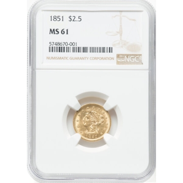 1851 Quarter Eagle $2.50 NGC MS61