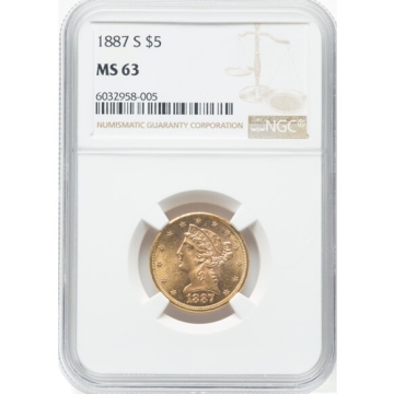 1887-S Half Eagle - Motto $5 NGC MS63