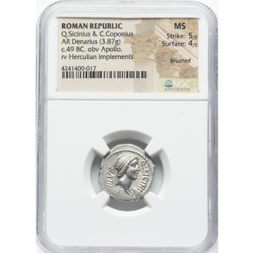 Q.Sicinius & C.Coponius ROMAN REPUBLIC AR Denarius NGC 60