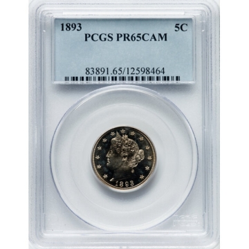 1893 5C Liberty Nickel PCGS PR65CAM nice tone