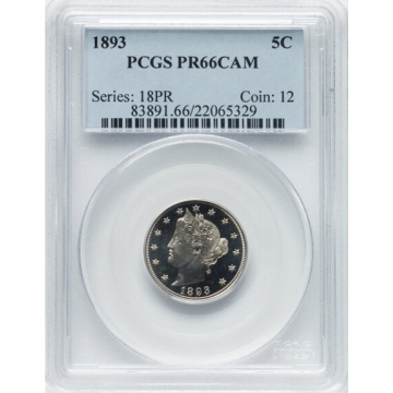 1893 5C Liberty Nickel PCGS PR66CAM