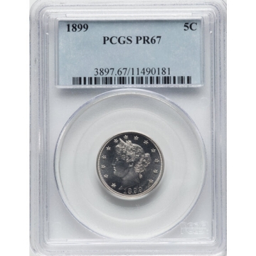 1899 5C Liberty Nickel PCGS PR67 POP (13/2) send to cac