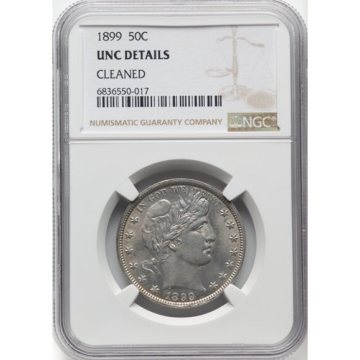 1899 Barber Half Dollar 50C NGC UNC Details - CLEANED