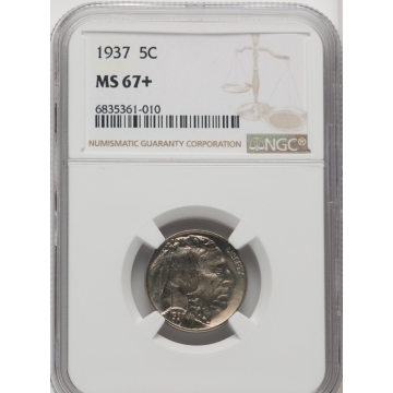 1937 Buffalo Nickel Type 2 5C NGC MS67+