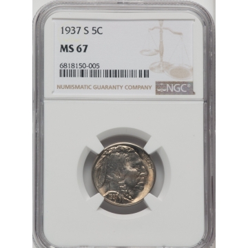 1937-S Buffalo Nickel Type 2 5C NGC MS67