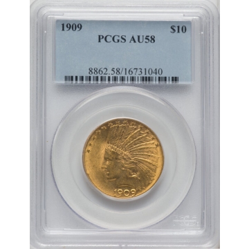 1909 $10 Indian Head PCGS AU58