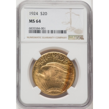 1924 Saint-Gaudens $20 NGC MS64, Unique Toning