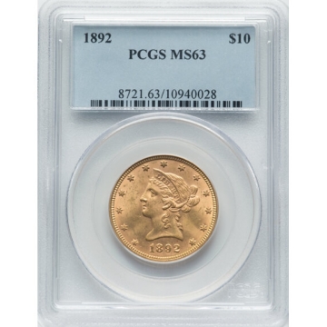 1892 $10 Liberty Head Eagle PCGS MS63