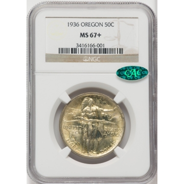 OREGON 1936 Silver Commemorative 50C NGC MS67+ (CAC)