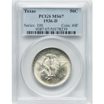 TEXAS 1936-D 50C Silver Commemorative PCGS MS67