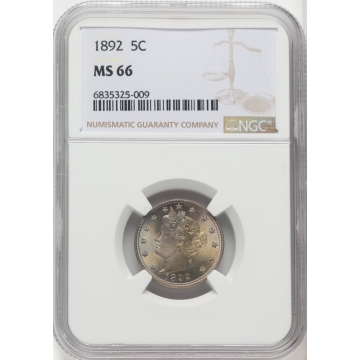 1892 Liberty Nickel 5C NGC MS66