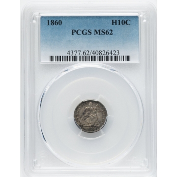 1860 H10C Liberty Seated Half Dime PCGS MS62