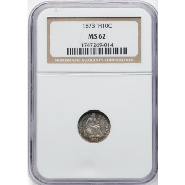 1873 Seated Half Dime H10C NGC MS62