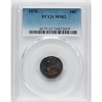 1876 10C Liberty Seated Dime PCGS MS62 great toning