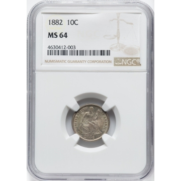 1882 Seated Liberty Dime 10C NGC MS64