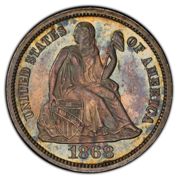 1868 10C Liberty Seated Dime PCGS PR64