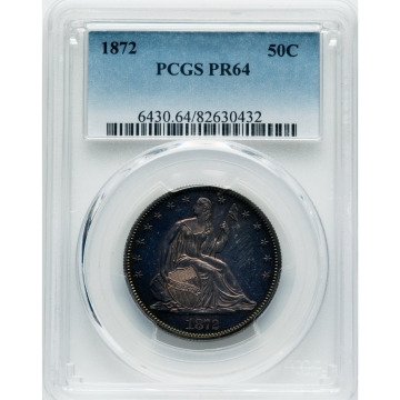 1872 50C Liberty Seated Half Dollar PCGS PR64