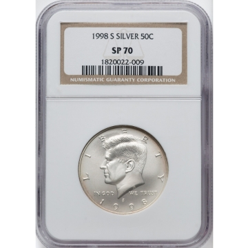 1998 S SILVER Kennedy Half Dollar 50C NGC SP70, Top Pop, Non Higher