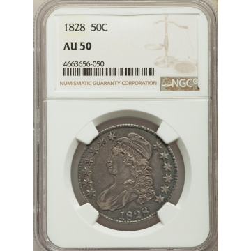 1828 Capped Bust, Lettered Edge 50C NGC AU50