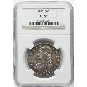 1832 Capped Bust, Lettered Edge 50C NGC AU53