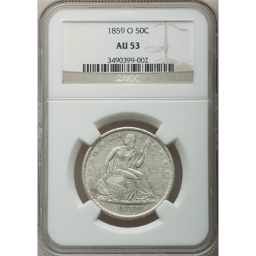 1859 Seated Liberty Half Dollar - No Motto 50C NGC AU53